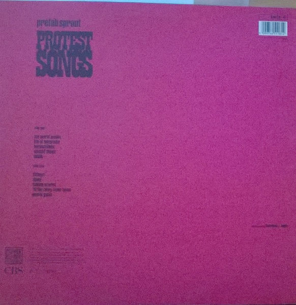Image of Back Cover of LP - VG/VG - PREFAB SPROUT, Protest Songs (Kitchenware Records; KWLP 4, UK 1989, Textured Sleeve, Inner), Very Strong VG,  - 3026131E