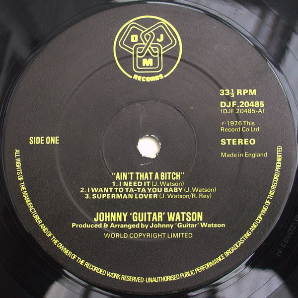 Image of Label Cover of LP - VG/VG - JOHNNY GUITAR WATSON, Ain't That A Bitch (DJM; DJF20485, UK 1976, Laminated Flipback Sleeve), ,  - 2226294E