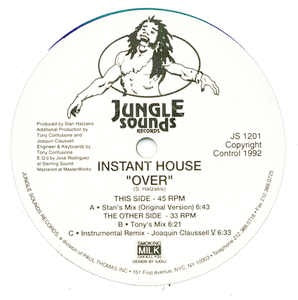 Image of Front Cover of 12" - /G+ - INSTANT HOUSE, Over (Jungle Sounds; JS 1201, US 1992), Vinyl ring reinforcer on label + Biro on label. Lots of light marks and hairlines on disc.,  - 2916054C