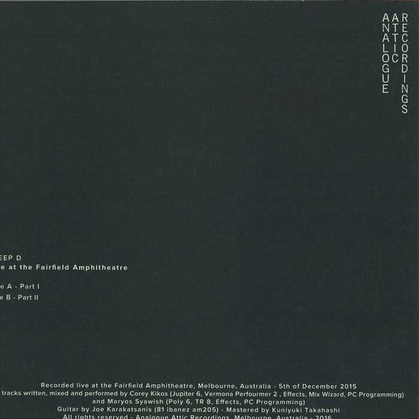 Image of Back Cover of LP - VG/VG - SLEEP D, Live at the Fairfield Amphitheatre (Analogue Attic; AAR005, Australia 2016, Picture Sleeve), ,  - 3946044S