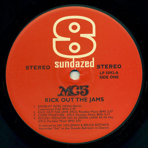 Image of Label Cover of LP - VG+/VG+ - MC5, Kick Out the Jams (Sundazed Red Label; LP5092, US 2001 Reissue, Gatefold), ,  - 2026148E