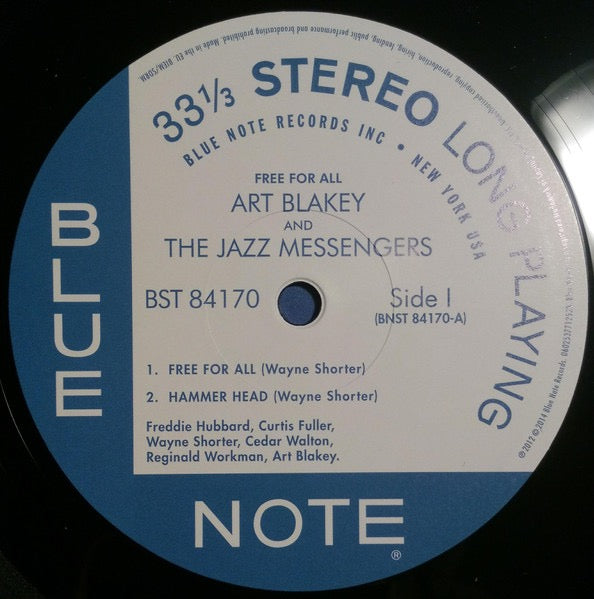 Image of Label Cover of LP - VG+/VG - ART BLAKEY & THE JAZZ MESSENGERS, Free For All (Blue Note; 84170, Europe 2014 Reissue, Company Inner), Still In Stickered Shrinkwrap. Paper scuffs from inner.,  - 1516171C