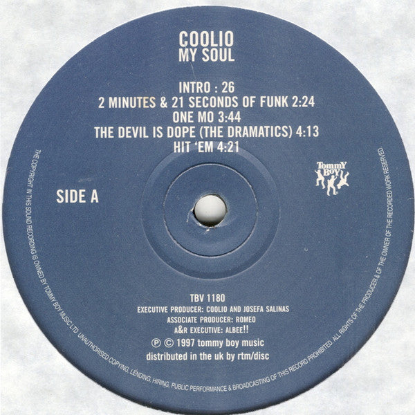 Image of Label Cover of 2xLP - G+/VG - COOLIO, My Soul (Tommy Boy Music Ltd.; TBV 1180, UK 1997), Light hairlines. Heavy edgewear. ,  - 4226347E