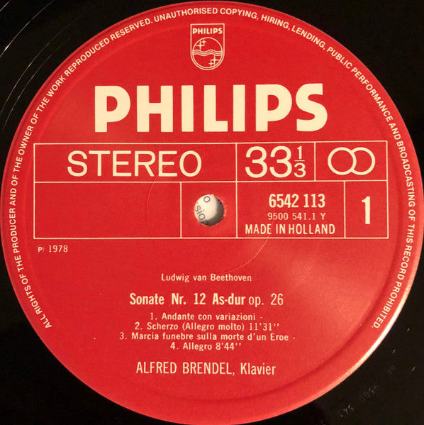 Image of Label Cover of 13xLP - VG+/VG+ - ALFRED BRENDEL, Beethoven: S mtliche Klaviersonaten   The Complete Piano Sonatas   Les 32 Sonates Pour Piano (Philips; 6768004, Netherlands 1978, Box Set, Booklet), Minor Crease in Front of Box, Otherwise Lovely Copy,  - 3926139E