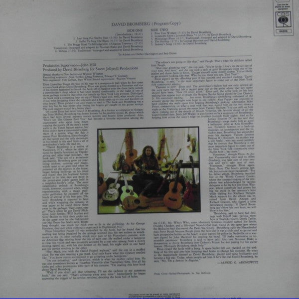 Image of Back Cover of 0724264E: LP - DAVID BROMBERG, David Bromberg (CBS; S 64906, UK 1972, Inner) Writing On Front Sleeve  G+/G+