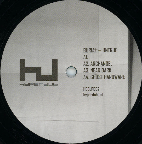 Image of Label Cover of 2x12" - VG+/VG+ - BURIAL, Untrue (Hyperdub; HDBLP002, UK 2016 Reissue, Picture Sleeve, 180 Gram Vinyl), , Burial's now classic album on 180g double vinyl - features a free and unique download code, black inner sleeves and in a thicker card sleeve. It is updated to add the beatless atmospheric tracks that have always been integral parts of the complete CD versions.  - 1146429S