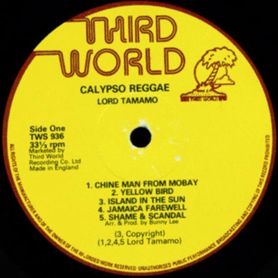Image of Label Cover of LP - VG/VG - LORD TANAMO, Calypso Reggae (Third World; TWS 936, UK 1978, Laminated Front Sleeve), Light marks only, plays VG+. Sleeve is neatly taped on the opening, still looks great.,  - 3716034C