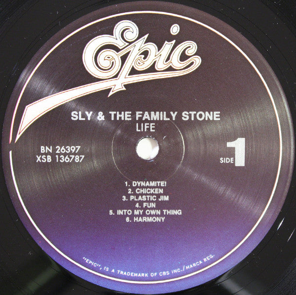 Image of Label Cover of LP - VG/VG+ - SLY AND THE FAMILY STONE, Life (Epic; BN 26397, US Reissue, Glossy Sleeve), ,  - 3246308S