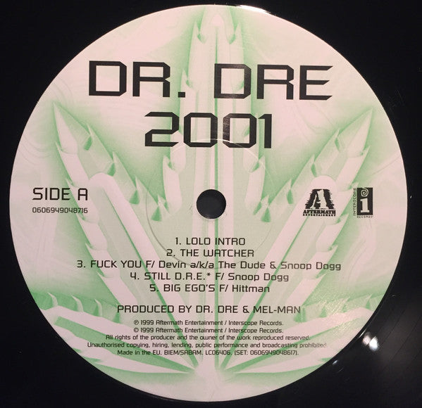 Image of Label Cover of 2xLP - VG/VG+ - DR. DRE, 2001 (Aftermath; 0606949048617, Europe 2009 Reissue, 180 Gram Back to Black Edition & Download, Censored Version.), ,  - 4326163E