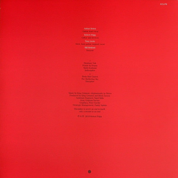 Image of Back Cover of LP - NEW/NEW - KING CRIMSON, Discipline (Discipline Global Mobile  ; KCLP8, UK 2018 Reissue, Embossed Sleeve, 200 Gram Vinyl), ,  - 1936035E