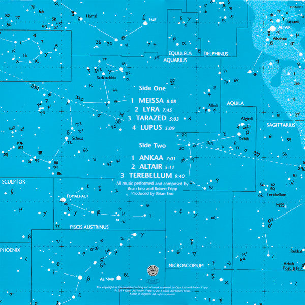 Image of Back Cover of 1814357C: LP - FRIPP & ENO, The Equatorial Stars (Opal / Discipline Global Mobile; DGMLP3, UK 2014 Reissue, Inner & Insert, 200 gram vinyl)   NEW/NEW