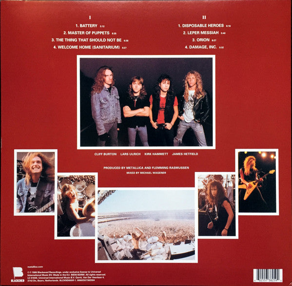 Image of Back Cover of 1114371C: LP - METALLICA, Master of Puppets (Blackened Recordings; BLCKND005R-1, Europe 2017 Reissue, Insert, Download Code, Remastered, 180g, )   NEW/NEW