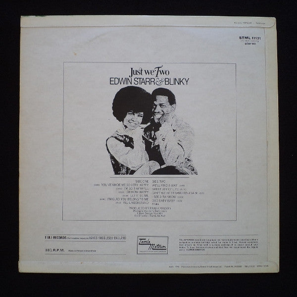 Image of Back Cover of LP - VG/VG - EDWIN STARR & BLINKY, Just We Two (Tamla Motown; STML 11131, UK 1969, Flipback Sleeve, Inner, Stereo), Light hairlines. Some wear to sleeve with ringwear.,  - 3326270E