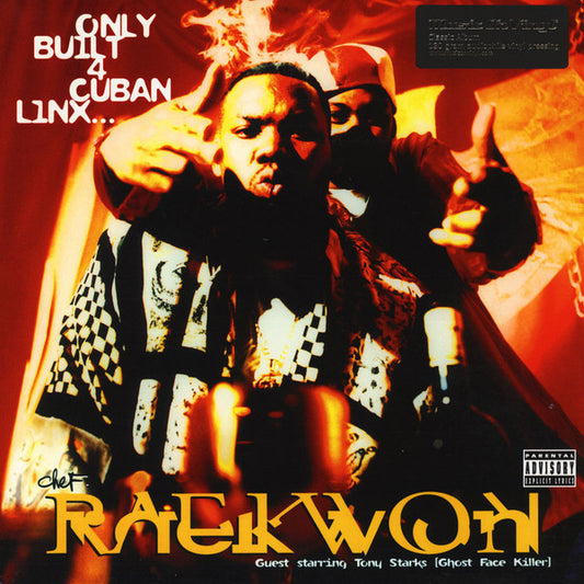 Image of Front Cover of 2xLP - NEW/NEW - RAEKWON, Only Built For Cuban Linx (RCA; MOVLP1291, Europe 2000s Reissue, 180 Gram Vinyl), , "Only Built 4 Cuban Linx..." is the solo debut of American rapper and Wu-Tang Clan member Raekwon. Produced by RZA and starring Ghostface Killah, it features appearances from every other member of the Wu-Tang Clan. It also features an acclaimed guest appearance from rapper Nas, which marked the first collaboration with a non-affiliated artist on a Wu-Tang related album. - 131