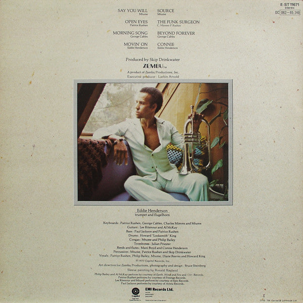 Image of Back Cover of LP - VG/VG - EDDIE HENDERSON, Comin' Through (EMI; EST11671, UK 1977, Picture Sleeve, Inner), ,  - 2326033E