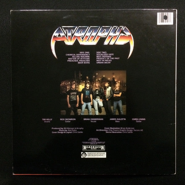 Image of Back Cover of 5225183E: LP - ATROPHY, Socialized Hate (Roadracer Records; RR 9518, US 1988, Inner)   VG/VG+