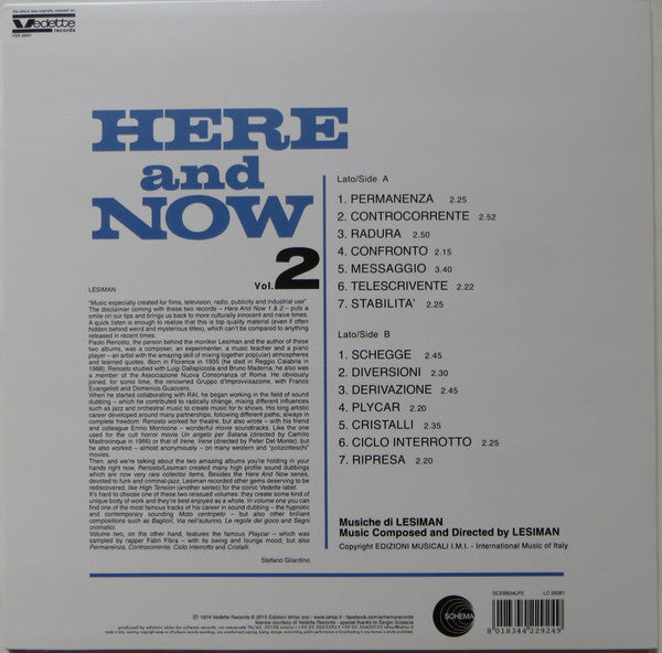 Image of Back Cover of LP - EX/VG+ - LESIMAN, Here And Now Vol. 2 (Schema; SCEB924LP2, Italy 2015 Reissue, With CD And Obi), Storage Marks, Still In Opened Shrinkwrap,  - 2846153S
