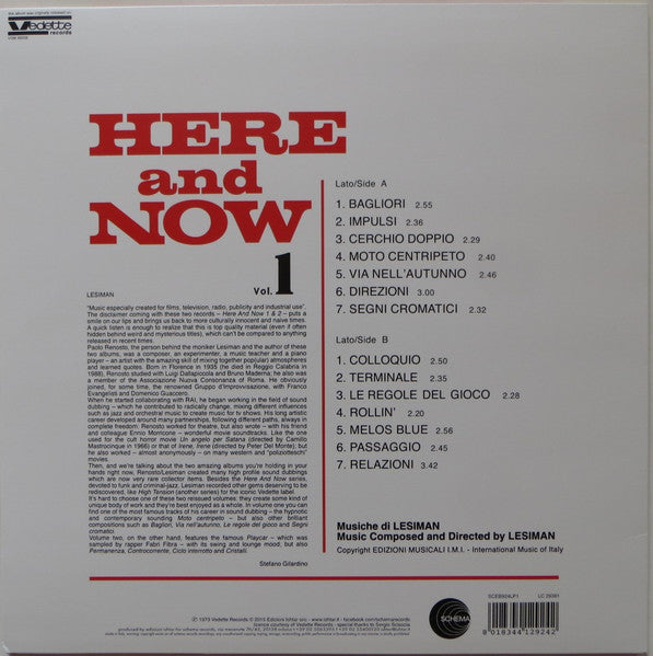 Image of Back Cover of LP - VG+/EX - LESIMAN, Here And Now Vol. 1 (Schema; SCEB924LP1, Italy 2015 Reissue, With CD And Obi), Still In Opened Shrinkwrap, Corner Bump,  - 2846152S