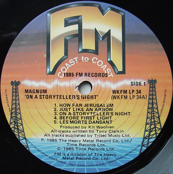 Image of Label Cover of LP - G+/G+ - MAGNUM, On A Storyteller's Night (FM; WKFM LP 34, UK 1985), Edge wear, stains, marks on cover. Light marks on disc.,  - 3646057S