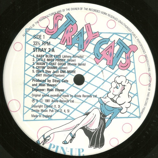 Image of Label of 3324233E: LP - STRAY CATS, Gonna Ball (Arista; STRAY 2, UK 1981, Hype Stickered Sleeve, "Made In England" On Labels.)   VG/VG+