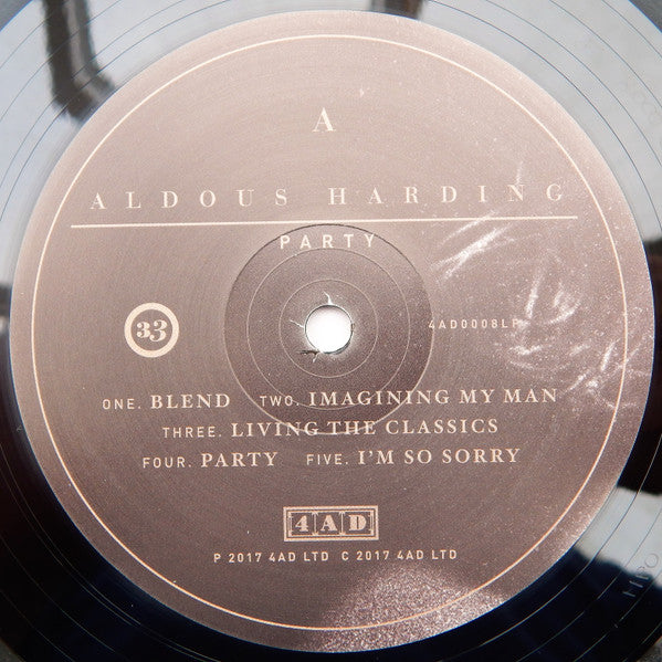 Image of Label Cover of 4525230E: LP - ALDOUS HARDING, Party (4AD; 4AD0008LP, Europe 2017, Inner) In opened shrinkwrap  VG+/VG+