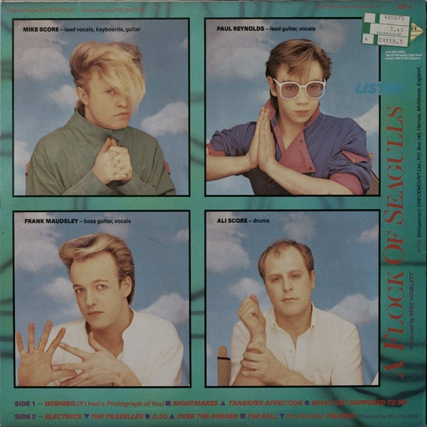 Image of Back Cover of LP - VG/VG - A FLOCK OF SEAGULLS, Listen (Jive; HIP 4, UK 1983, Inner), Hairlines, tapred edge on Inner, edge wear,  - 3446100S