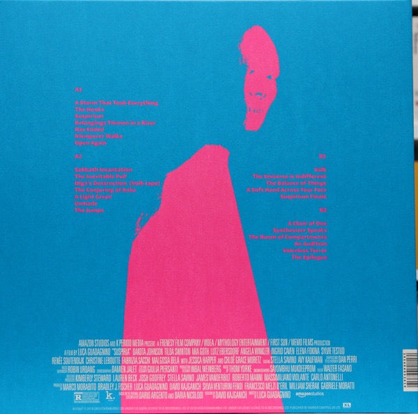 Image of Back Cover of 2xLP - VG/VG+ - THOM YORKE, Suspiria (XL Recordings; XL936LP, Europe 2018, Textured Gatefold Sleeve, 2 Inners, Pink Vinyl), Start of split on top seam & small tear on sleeve opening.,  - 2416571C