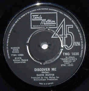 Image of Front Cover of 7" - /G+ - DAVID RUFFIN, Discover Me / Smiling Faces Sometimes (Tamla Motown; TMG 1036, UK 1976), Centre missing,  - 1616402C