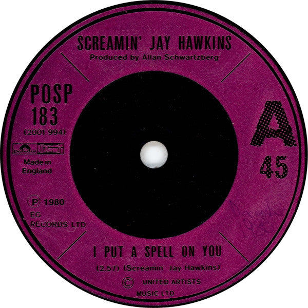 Image of Label Cover of 7" - VG/VG+ - SCREAMING JAY HAWKINS, I Put a Spell on You (Polydor; POSP 183, UK 1980, Picture Sleeve), ,  - 0916390C
