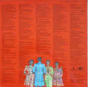 Image of Back Cover of 4644148S: LP - THE BEATLES, Sgt. Pepper's Lonely Hearts Club Band (Parlophone Silver/Black, 2 EMI Boxes, EMI on Label Rim; PCS7027, UK 1975 Reissue, Laminated Gatefold, NO Insert, Stereo, No Barcode) Fair few light marks, sleeve is Strong VG, Just a little discoloured  VG/G+