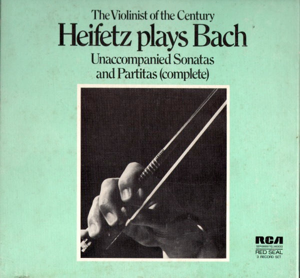 Image of Front Cover of 3524087E: 3xLP - JASCHA HEIFETZ, Heifetz Plays Bach - Unaccompanied Sonatas and Partitas (Complete) (RCA Red Seal; SER 5669/71, UK 1970s, Box Set, Booklet) Box Intact, But a Bity Grubby  VG/VG+