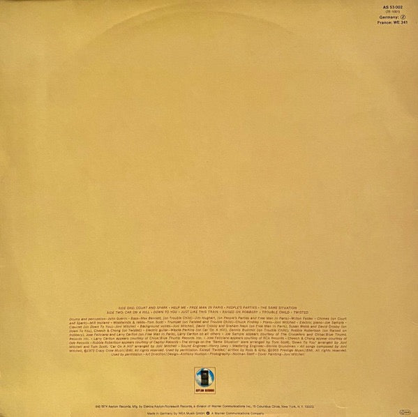 Image of Back Cover of LP - VG/VG - JONI MITCHELL, Court and Spark (Asylum; AS 53002, Germany 1980s Reissue, Gatefold), ,  - 2316070C