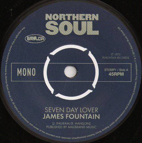 Image of Label Cover of 7" - VG+/VG - JAMES FOUNTAIN / THE MONTCLAIRS, Seven Day Lover / Hung Up On Your Love (Harmless; Stomp1, UK 2014, Picture Sleeve), ,  - 3916438C