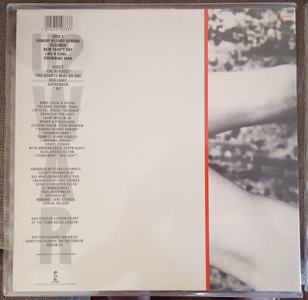 Image of Back Cover of LP - VG/G+ - U2, War (Island; ILPS 9733, UK 1983, Barcoded Gatefold Sleeve, Black Inner), Wispy marks ,  - 2516088C