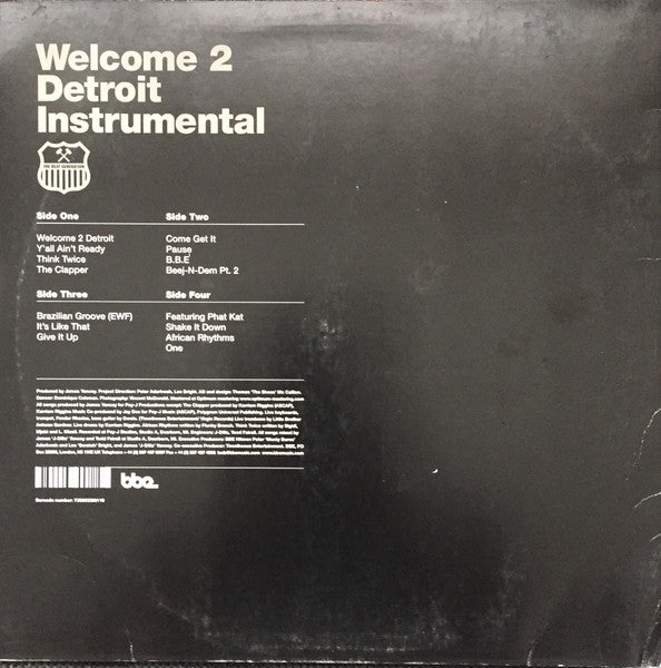 Image of Back Cover of 4744252S: 2xLP - JAY DEE (AKA J DILLA), Welcome 2 Detroit Instrumental (BBE; BBE BG LPI 001, UK 2005 Reissue, Picture Sleeve, Inner) Light edge and ring wear. Strong copy.  VG/VG+