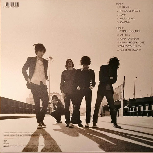Image of Back Cover of LP - VG/VG+ - THE STROKES, Is This It (Rough Trade; RTRADELP030 , Europe 2015 Reissue, No STERLING Stamped In Run Off Groove.), Edge Wear,  - 2246316S