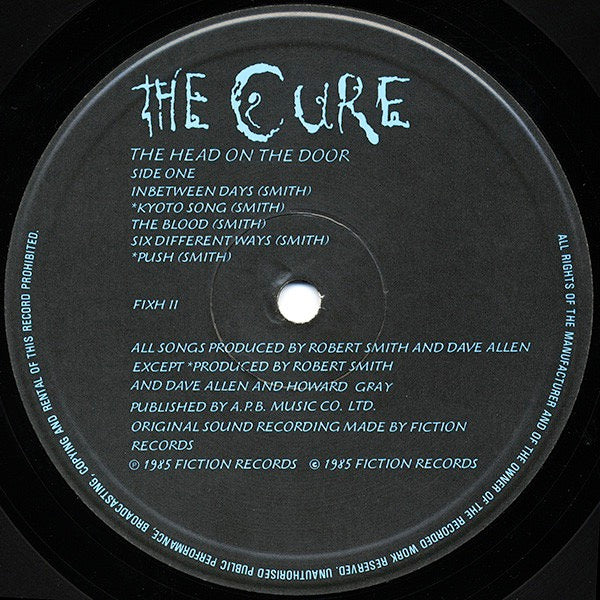 Image of Label Cover of LP - VG/VG - THE CURE, The Head On The Door (Fiction Records; FIXH 11, UK 1985, Inner, No Poster, First UK Pressing), Strong VG - light hairlines, light cover wear,  - 3446014S