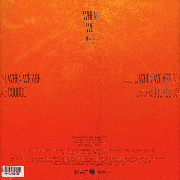 Image of Back Cover of 12" EP - VG+/VG+ - NUBYA GARCIA, When We Are (Nyasha; NYASHA001, UK 2018 Reissue, Picture Sleeve), ,  - 3526276E