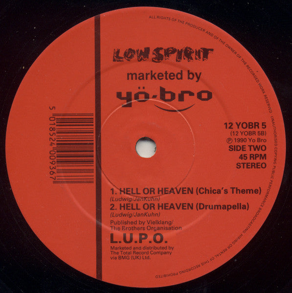 Image of Label Cover of 12" - VG+/VG+ - L.U.P.O., Hell Or Heaven (Yo*Bro; 12 YOBR 5, UK 1990, Company Sleeve), ,  - 3246151S