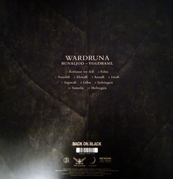 Image of Back Cover of 3644164S: 2xLP - WARDRUNA, Runaljod - Yggdrasil (Back On Black; BOBV361LP, UK 2015 Reissue, Trifold, Red Vinyl)   VG/VG+