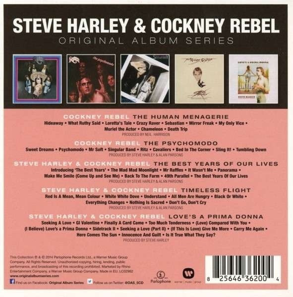 Image of Back Cover of 5xCD - VG/VG+ - STEVE HARLEY & COCKNEY REBEL, Original Album Series (Parlophone; 2564636200, Europe 2014, Slipcase), ,  - 3216284C