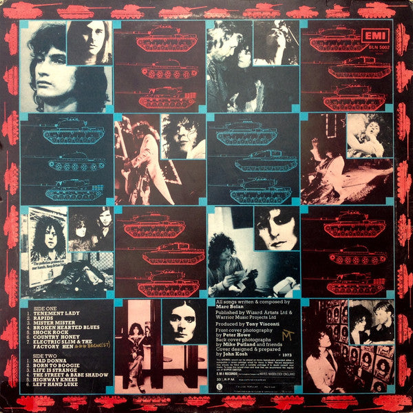 Image of Back Cover of LP - VG/G+ - T. REX, Tanx (EMI; BLN 5002, UK 1973, Inner, No Poster), Strong G+, hairlines only.  Edge wear. ,  - 2626251E