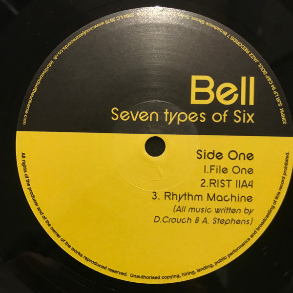 Image of Label Cover of 4923071E: 2xLP - BELL, Seven Types Of Six (Soul Jazz Records; SJR LP94, UK 2004, Picture Sleeve, 2 Inners) Strong VG (Disc 1 VG, Disc 2 VG++)  VG+/VG