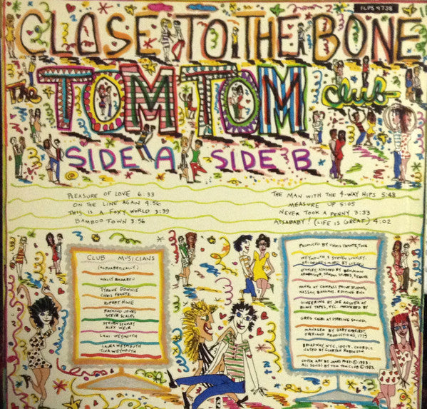Image of Back Cover of LP - VG+/VG+ - TOM TOM CLUB, Close To The Bone (Island; ILPS9738, UK 1983, Stickered Sleeve, Transparent Orange Vinyl), ,  - 3626176E