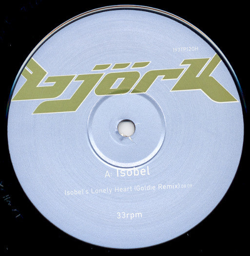 Image of Label Cover of 12" - VG/VG+ - BJORK, Isobel (Goldie Remix) / Hyperballad (Howie B. Remix) (One Little Indian; 193TP12GH, UK 1997, Embossed Sleeve), Edge and Ring Wear,  - 3846236S