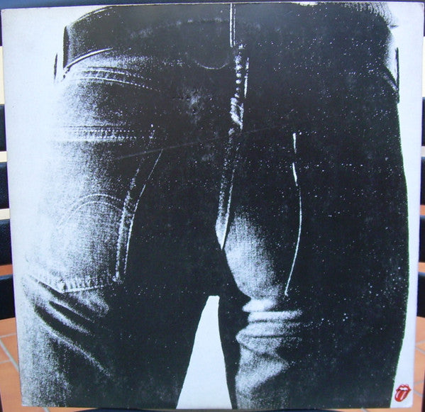 Image of Back Cover of LP - G+/G - THE ROLLING STONES, Sticky Fingers (Rolling Stones; COC59100, UK 1971, Small Zip With Two Indented Lines Sleeve, No Insert), Scratches & scuffs, edge wear, working zip,  - 2646010S