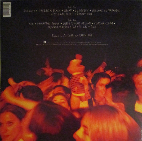 Image of Back Cover of LP - VG/VG - GREEN DAY, Dookie (Reprise; 9362 45813 1, Germany 1994, Stickered Sleeve, Green Vinyl, Limited Edition), A few very light hairlines. Some creases on the back of the sleeve. ,  - 4326120E