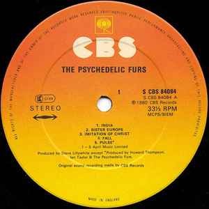 Image of Label of 3514286C: LP - THE PSYCHEDELIC FURS, The Psychedelic Furs (CBS Orange/Yellow; CBS 84084, UK 1980, Pink Cover) Lots of light hairlines, Sleeve has some creasing and ring wear  VG/G+