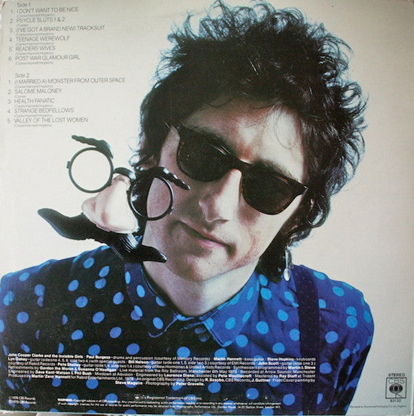 Image of Back Cover of LP - VG+/VG+ - JOHN COOPER CLARKE, Disguise In Love (CBS; CBS 83132, UK 1978, No Insert), ,  - 3825245E