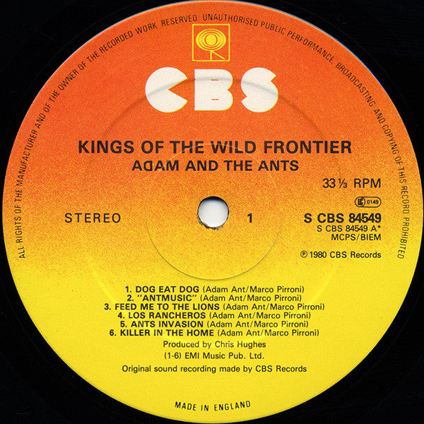 Image of Label Cover of LP - VG+/VG+ - ADAM AND THE ANTS, Kings Of The Wild Frontier (CBS; 84549, UK 1980, Inner & Catalogue, 1st Pressing With Fade In Version Of Antmusic.), ,  - 3526097E